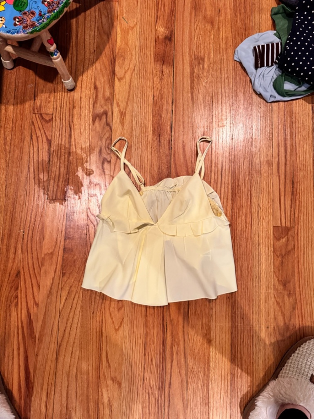 SHEIN Pale Yellow Ruffle Cami Top